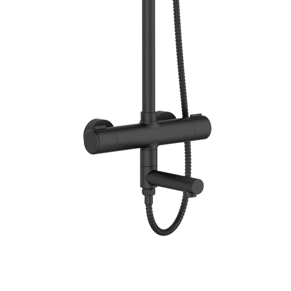 Душевая система Orange Thermo T02S3-911b термостат с изливом, черный матовый